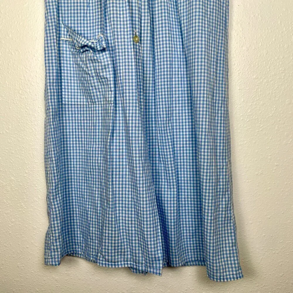 Vintage Kids Kickaway Blue Gingham Pajama Night Dress Size: 12